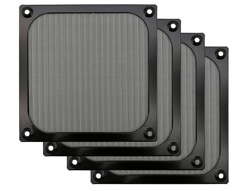 IMSurQltyPrise 120mm Computer Fan Filter Grills with Screws, Ultra Fine Aluminum Mesh, Black Color - 4 Pack - Image 1